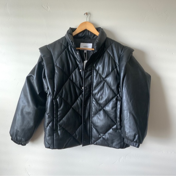 Revolve Pistola Callista Puffer Jacket Removable Sleeves Black Size Large - Picture 5 of 16